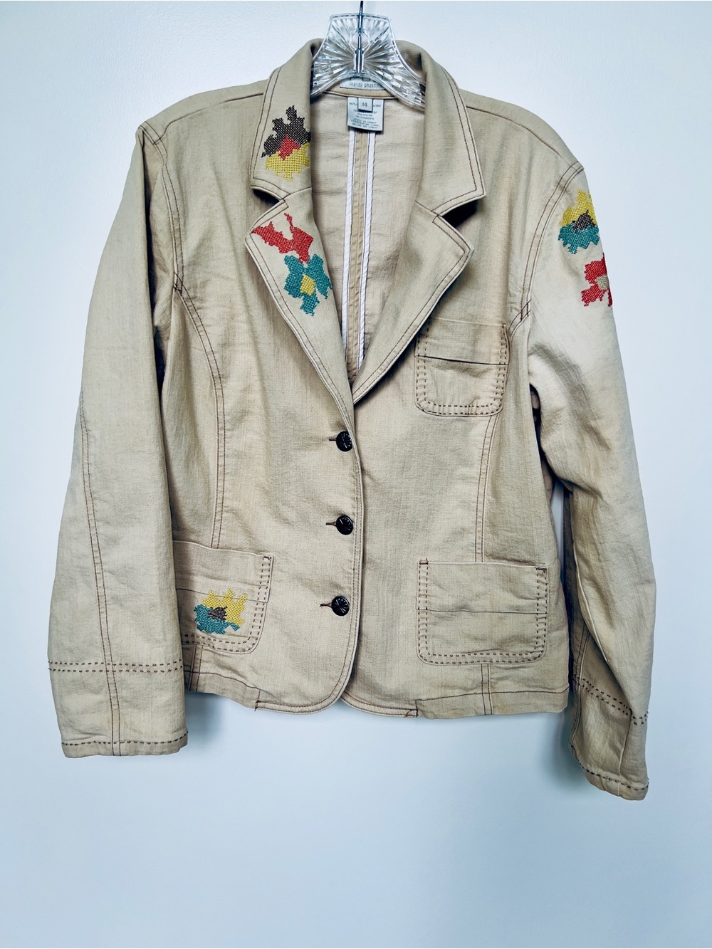 FDJ French dressing Beige Embroidered Women's Jacket - Casual Blazer Style